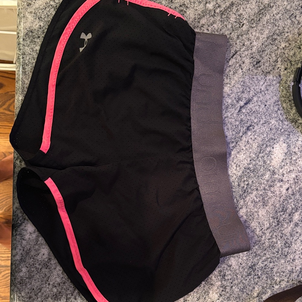 Under Armour Women's Black Shorts with Pink Trim
